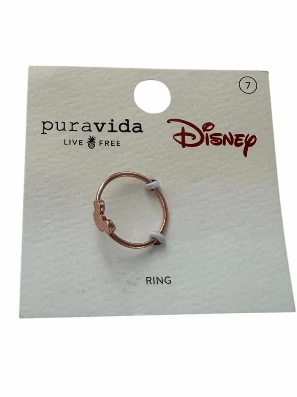 Pura Vida x Disney Delicate Mickey Head Ring Rose Gold Size 7